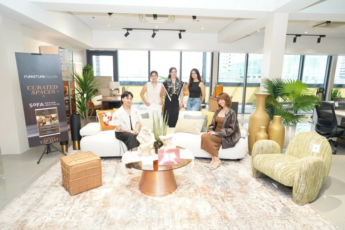 SoFA Design Institute Kier Laurence Pasaporte, Nichole Vidallon, Demi Dausong, Lucia da Silva, and Cari Gale Mizuse present 'The Hidden Oasis,' a living–office concept inspired by the desert as a place of refuge. Their mood board blends warm earthen tones, natural textures, and soft organic forms to evoke a quiet sanctuary within the home.