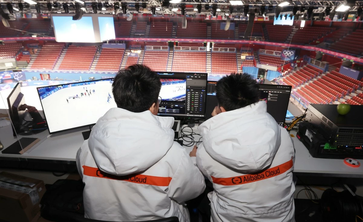 Multi-Camera Replay at the competition venue, equipments and activities that can showcase the high-tech deployed for the GamesAlibaba at Milano Ice Skating Arena on February 02, 2026 in Milan, Italy.  (Photo by Claudio Villa/Getty Images)
