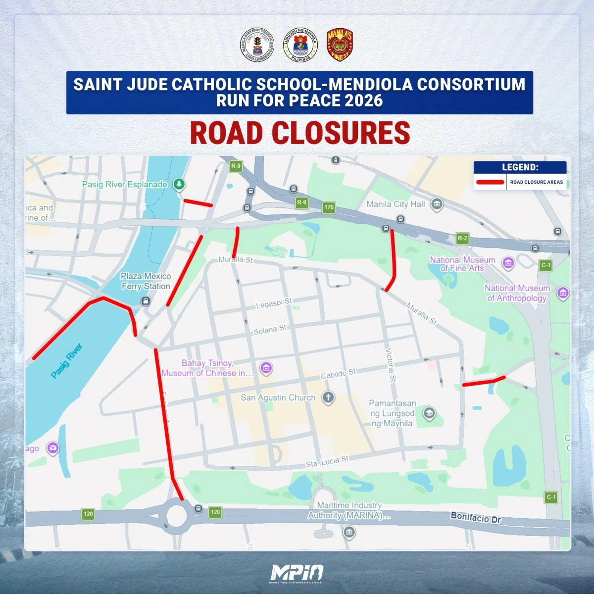 Several roads will be temporarity closed on Sunday (Photo courtesy of Manila PIO)
