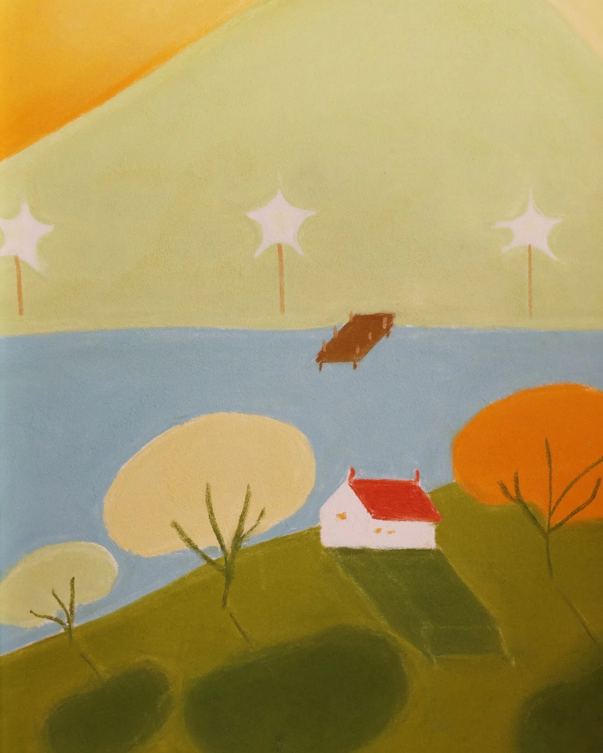 'THE DOCK' pastel, 15x12 inches