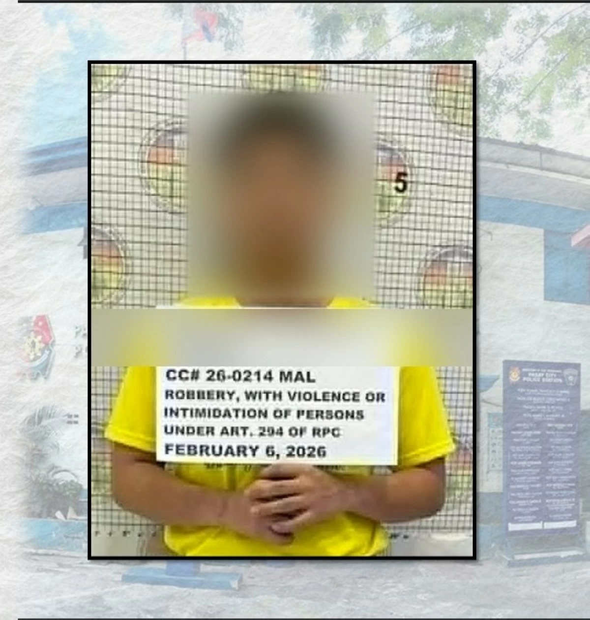 The re-arrested robbery suspect confined at the BJMP Annex 2 (Photo from Pasay City Police)