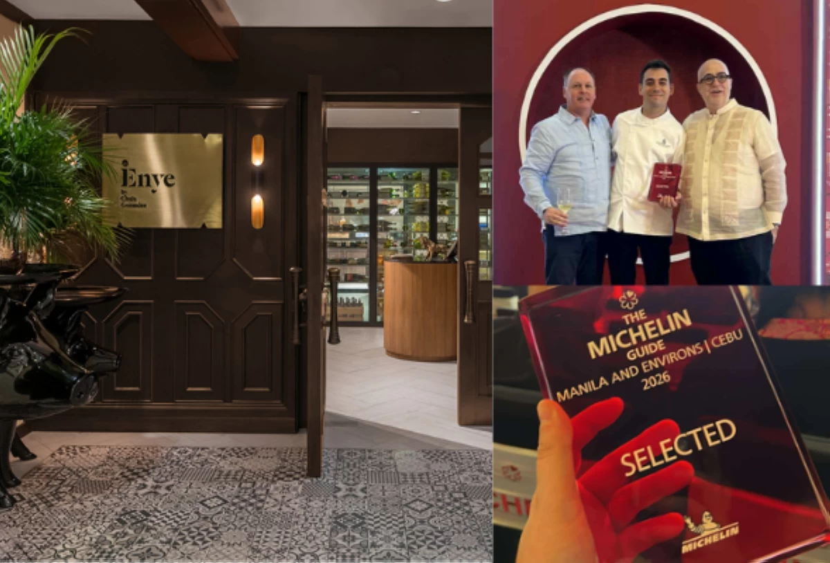 Receiving the Michelin Selection 2026 award, Didier Belmonte, general manager of Crimson Resort and Spa Boracay; Chef Javier Amador of Enye; and James M. Montenegro, country manager of Chroma Hospitality