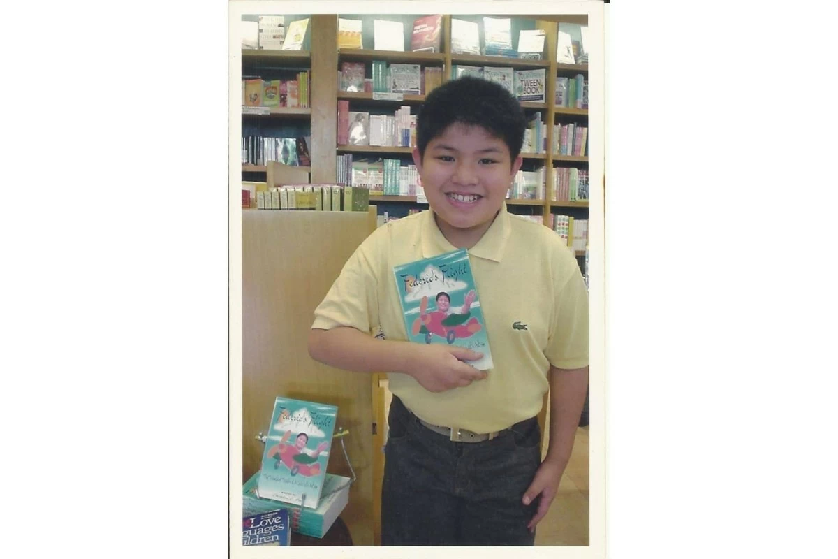 Young Fedi at the launch of 'Federic's Flight' book