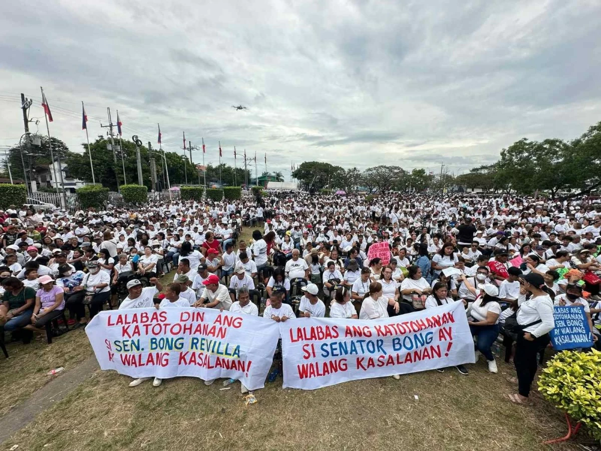 Supporters of former senator Bong Revilla gather at a prayer rally at the Aguinaldo Shrine in Kawit on Feb. 8 (Photo from the Revilla Media Center/MANILA BULLETIN)