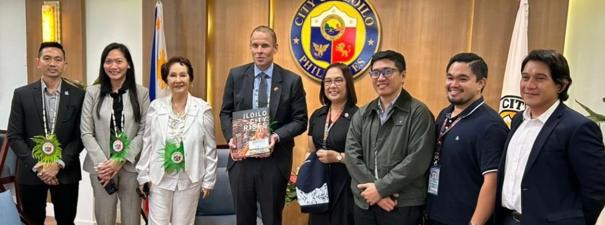 Ambassador Christian Lyster and his trade and business team, together with Dr. Mary Lou Lacson-Arcelo, president and chairman emeritus of John B. Lacson Foundation Maritime University, and representatives of Mayor Raisa Treñas-Chu, led by Mathilde Treñas, special assistant to the mayor; Atty. David Abraham Garcia of the PPP Office; and city legal officers Atty. Ricardo Escanlar and Atty. Sherwin Silva.