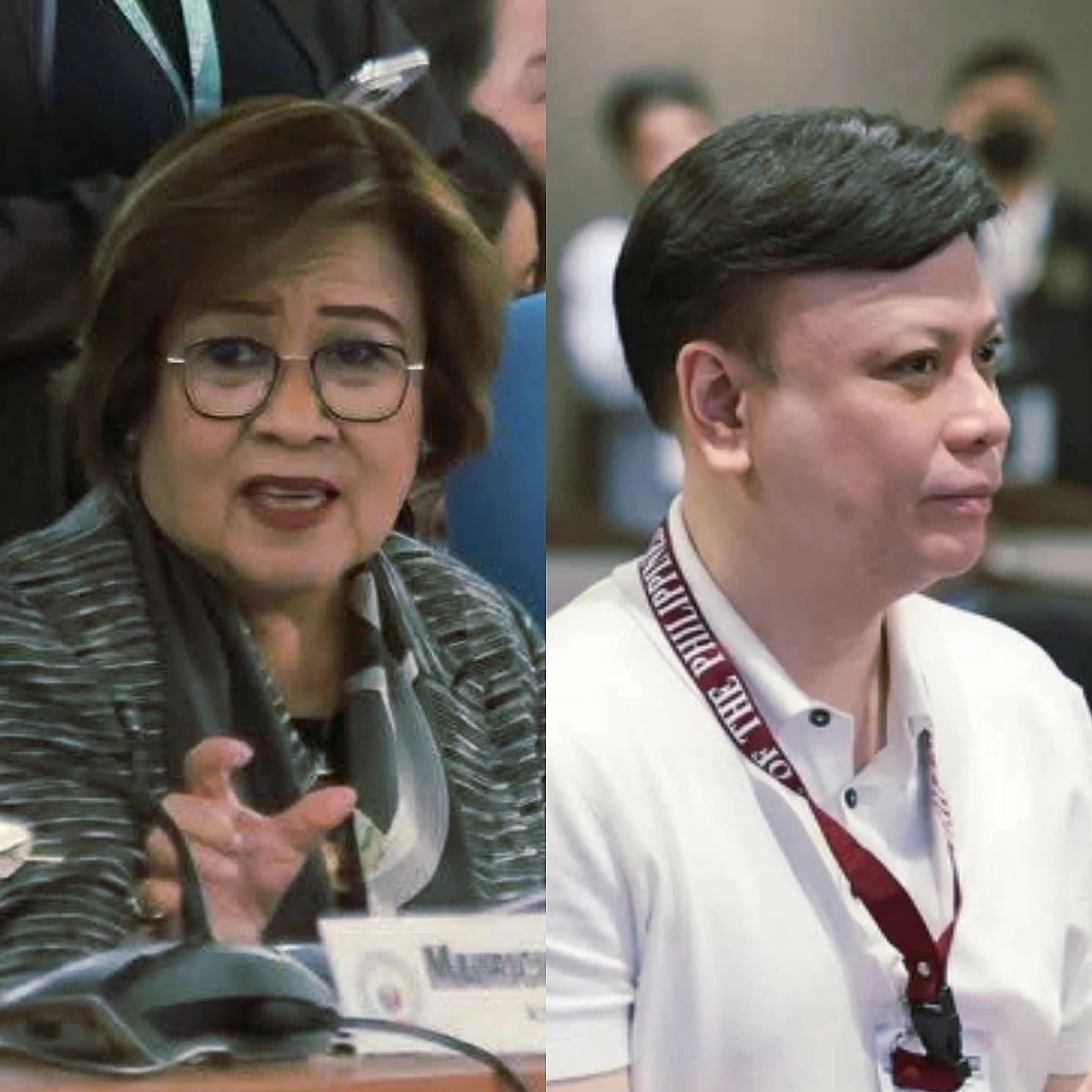 Mamamayang Liberal (ML) Party-list Rep. Leila de Lima (left), SAGIP Party-list Rep. Paolo Marcoleta (Facebook)