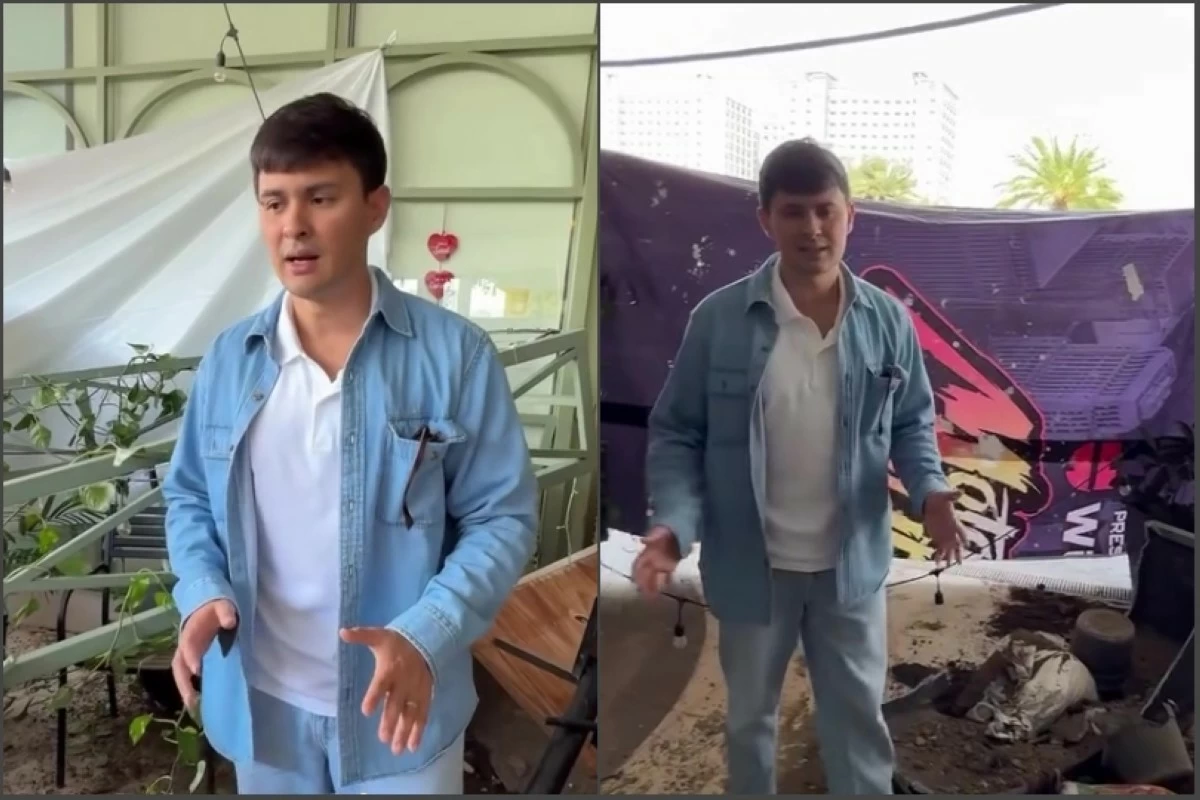 Actor Matteo Guidicelli showing the vehicle that rammed into his Da Gianni Cucina Italiana restaurant at Westgate Hub in Alabang on Feb. 8 (Screenshot from Guidicelli's video on Facebook)