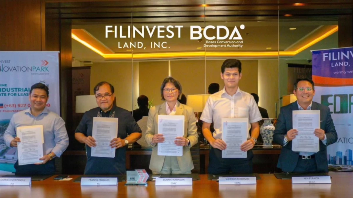 Left to right: Carmelo Centeno III (General Manager, FIP New Clark City), Francis Ceballos (SVP, Filinvest Land), Connie Robinson (Financial Director, EDAC Philippines Inc.), Sherwin Robinson (Director of Operations, EDAC Philippines Inc.), Kenneth Peralta (Vice President, BCDA) 
