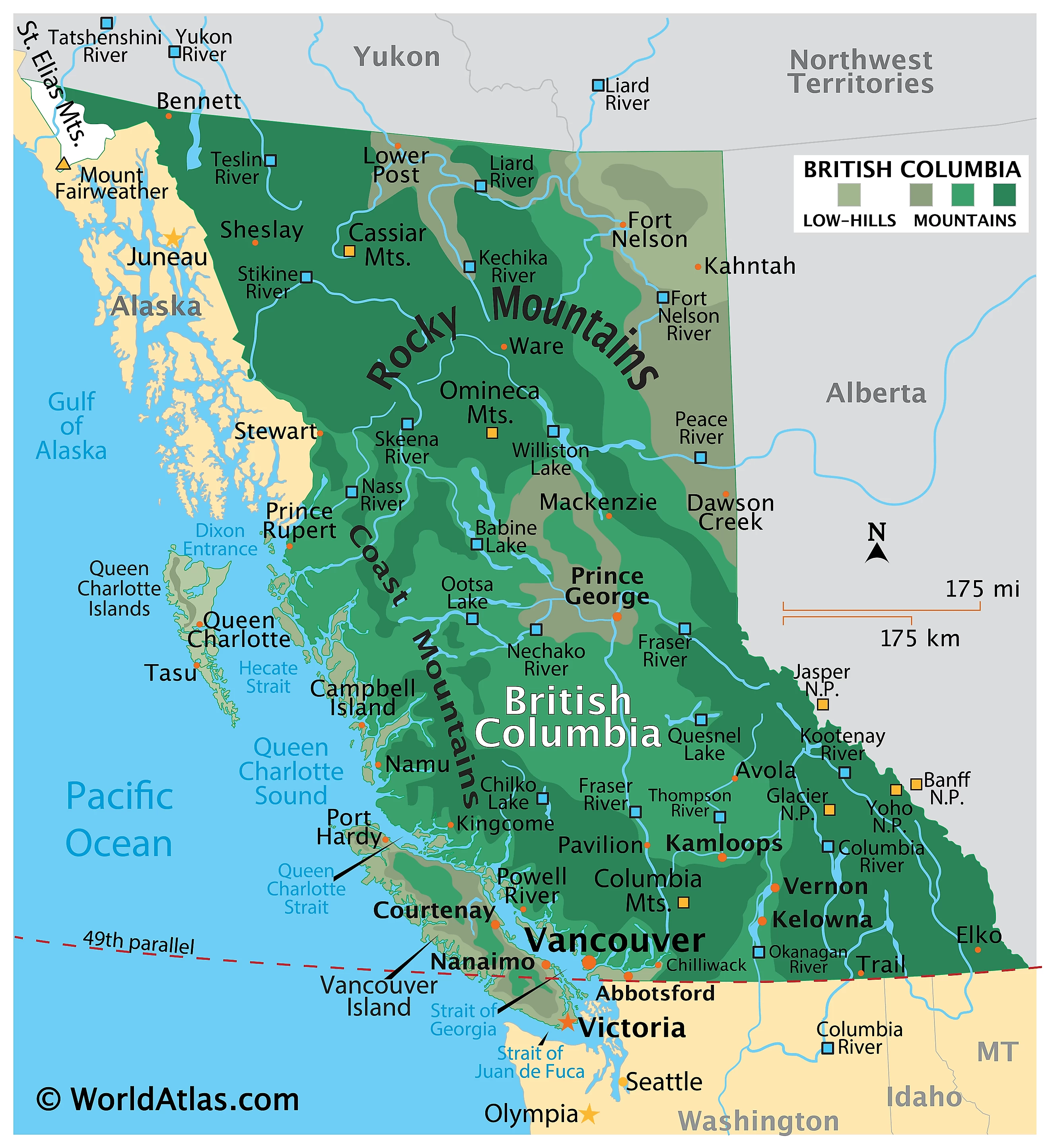 Map of British Columbia (World Atlas)
