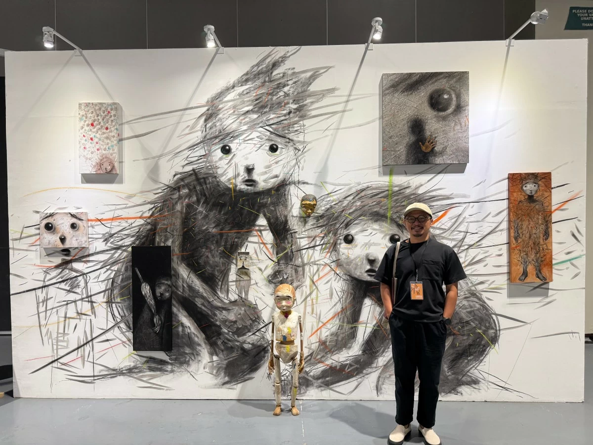 Iwan Effendi, by his mural, painting, graphite drawing, and sculpture