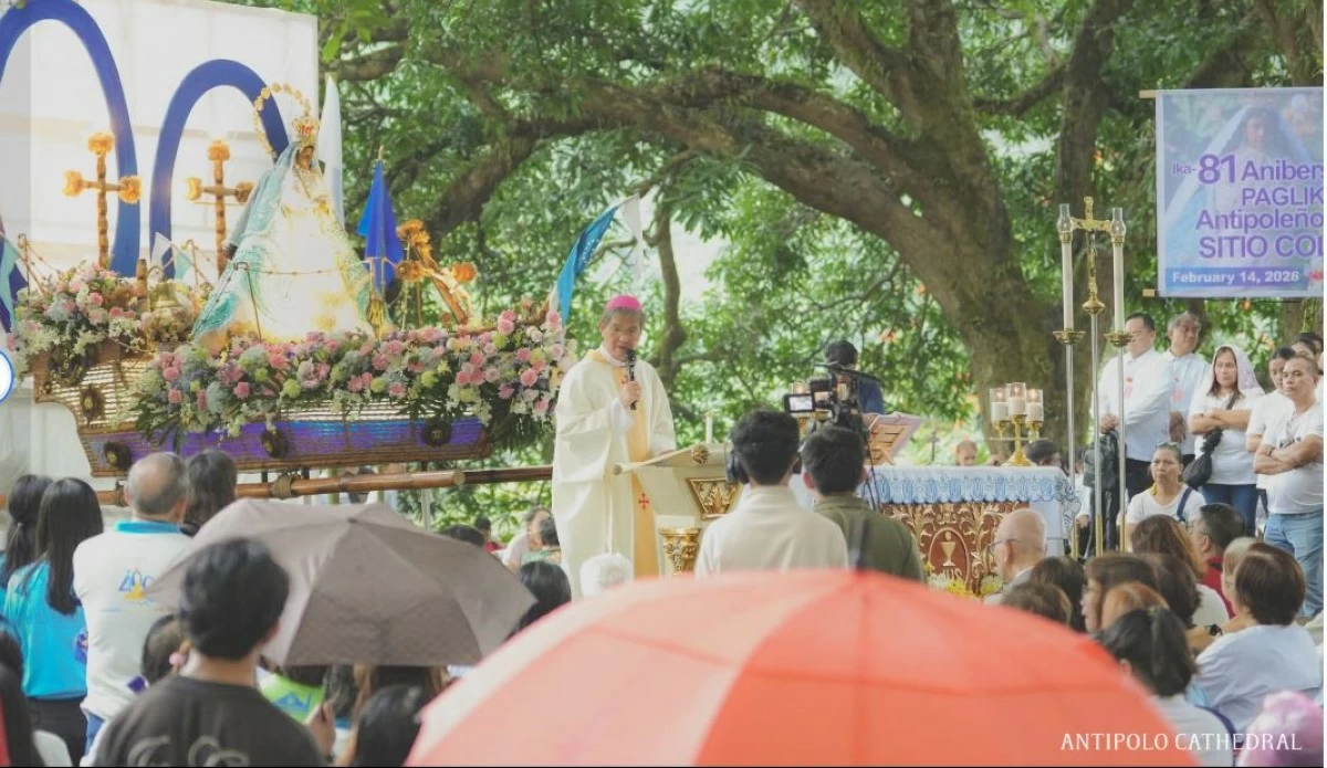 Antipolo Bishop Ruperto C. Santos celebrate a Holy Mass at Sitio Colaique, the spot where the 1945 evacuation of the residents and the Virgin of Antipolo happened (Photo from Antipolo Cathedral/Facebook)
