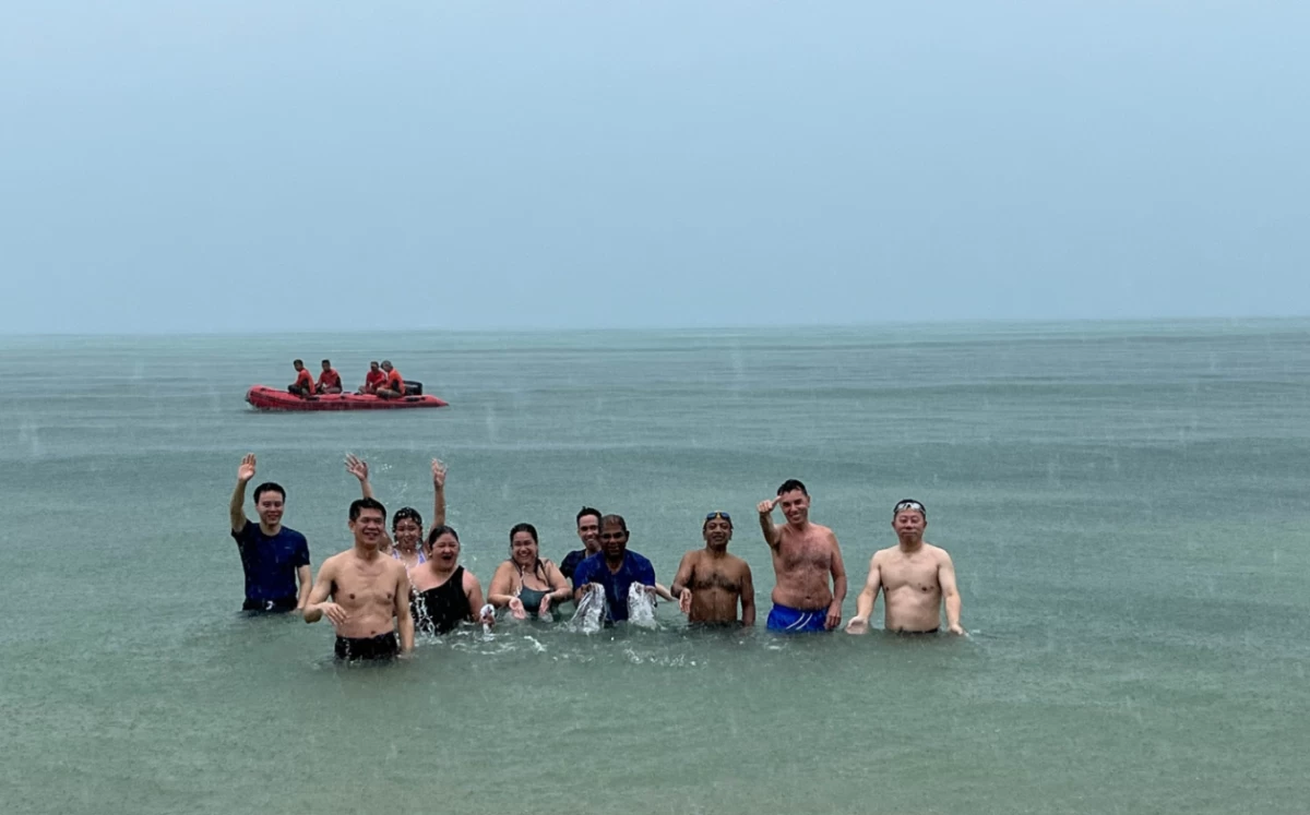 A fun moment: taking a dip to experience the cool waters of Catanduanes

