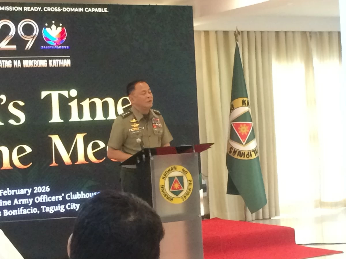 Philippine Army Commanding General, Lt. Gen. Antonio Nafarrete speaks during a press conference at the Army headquarters in Fort Bonifacio, Taguig City on Feb. 16, 2026. (Photo: Martin A. Sadongdong / MANILA BULLETIN)