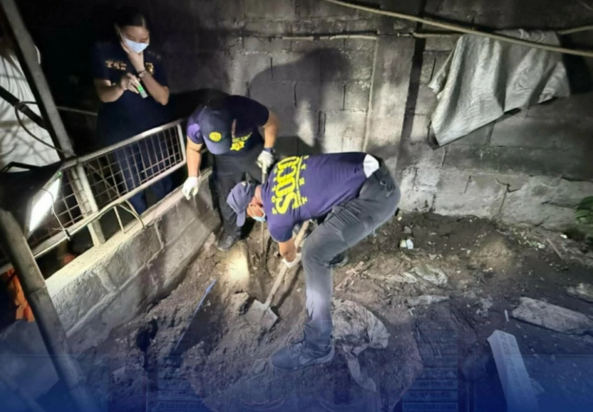 HER remains were unearthed in this area of her house.