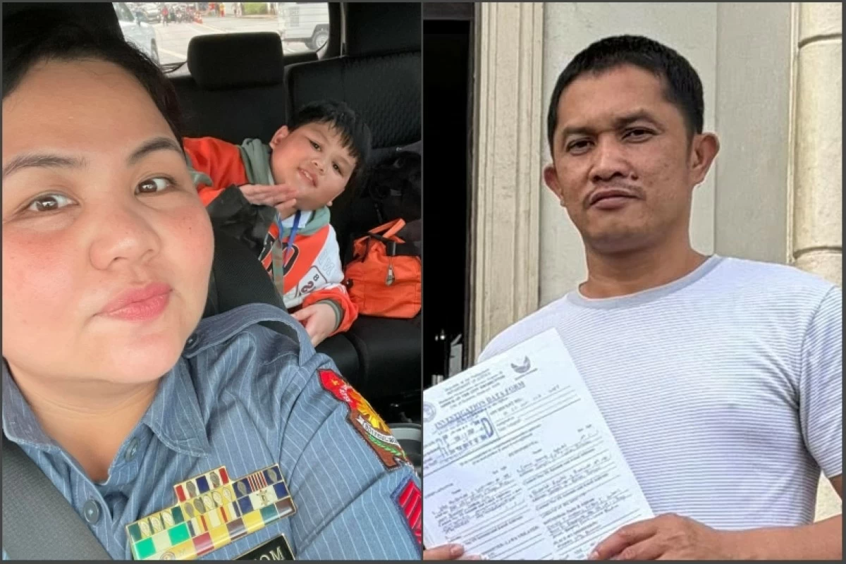 (Left) Police Senior Master Sergeant Diane Marie Mollenido and her son John Ysmael, and Police Senior Master Sergeant John Mollenido (right) (Photos from Facebook, lawyer Cristobal Rimando's Facebook account)
