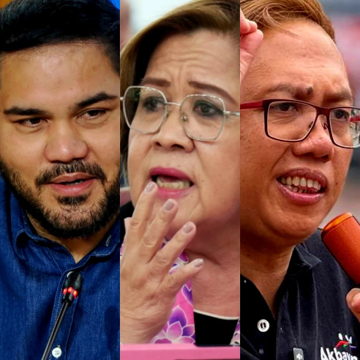 From left to right: La Union 1st district Rep. Paolo Ortega V, Mamamayang Liberal (ML) Party-list Rep. Leila de Lima, Akbayan Party-list Rep. Perci Cendaña (PPAB, Facebook)