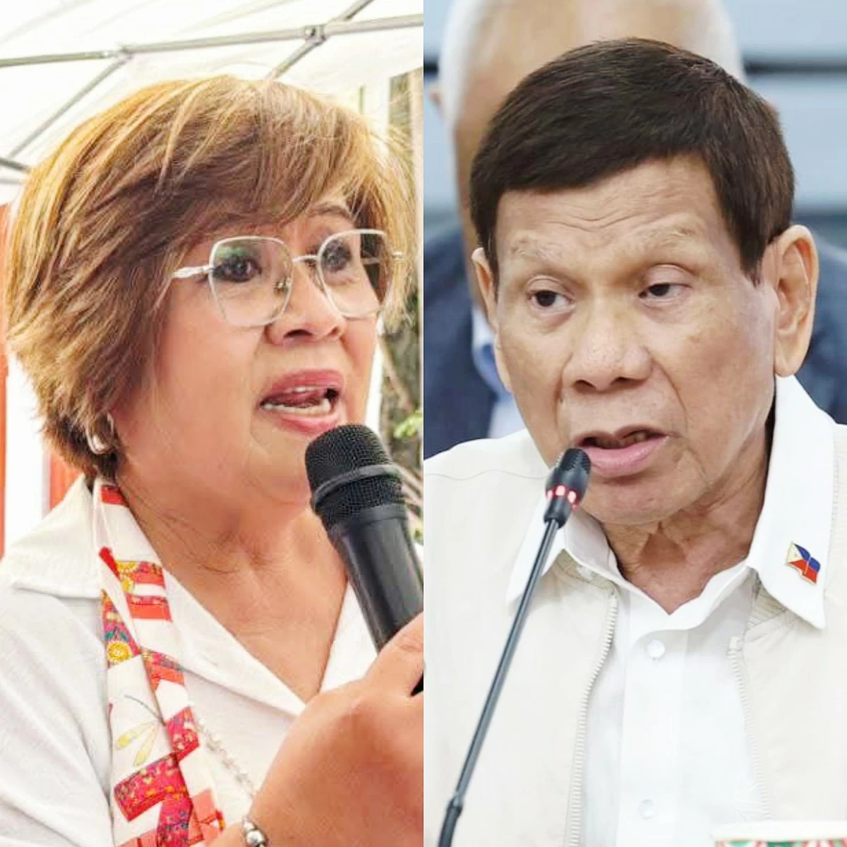 Mamamayang Liberal (ML) Party-list Rep. Leila de Lima (left), former president Rodrigo Duterte (Facebook)
