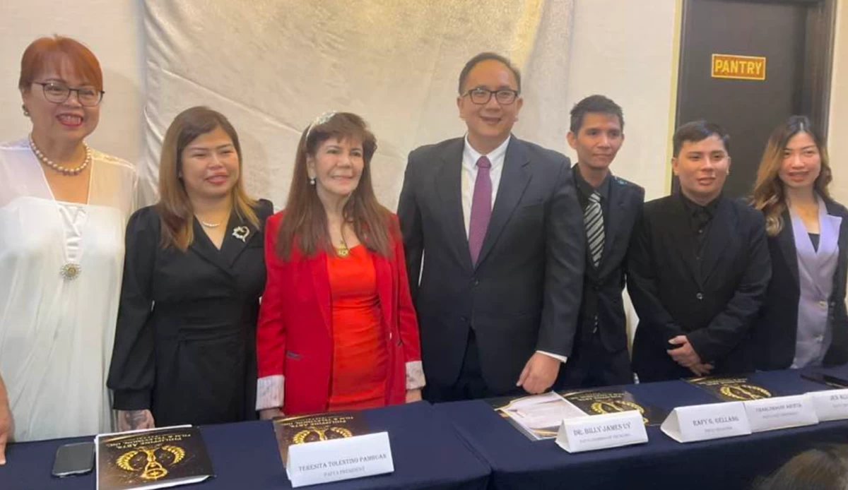 The officers of the Philippine Arts, Film & Television Awards (PAFTA) pose during a media conference at the Manila Hotel on Feb. 17. (Robert Requintina)