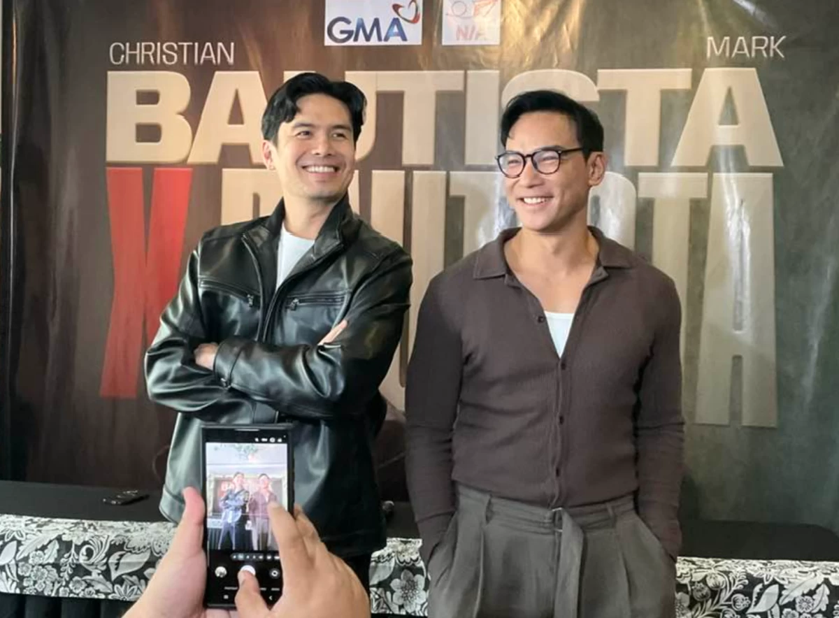 OPM icons Christian Bautista (left) and Mark Bautista pose during a media conference for their upcoming concert Bautista X Bautista, which will be held at the New Frontier Theater in Araneta City on March 6.
