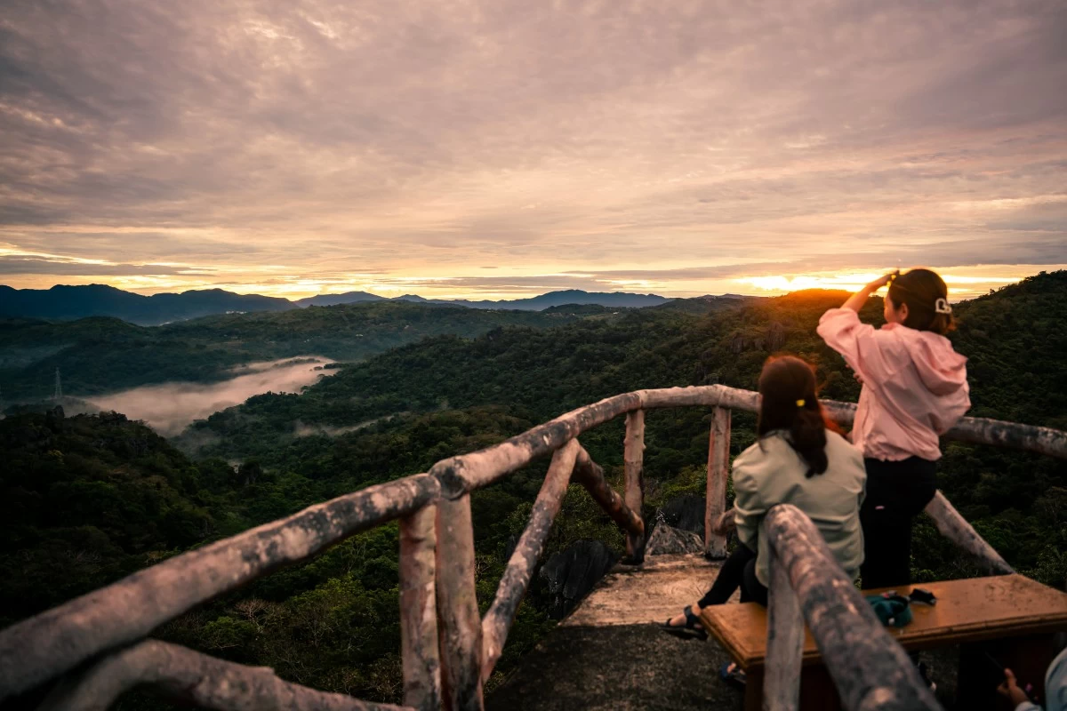 Visitors meet the sunrise at Masungi Georeserve's Sunrise Trail. 