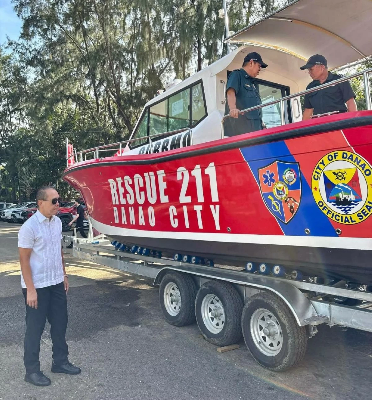 MAYOR Nito Durano inspects Danao City’s newly purchased rescue boat. (Contributed photo)
