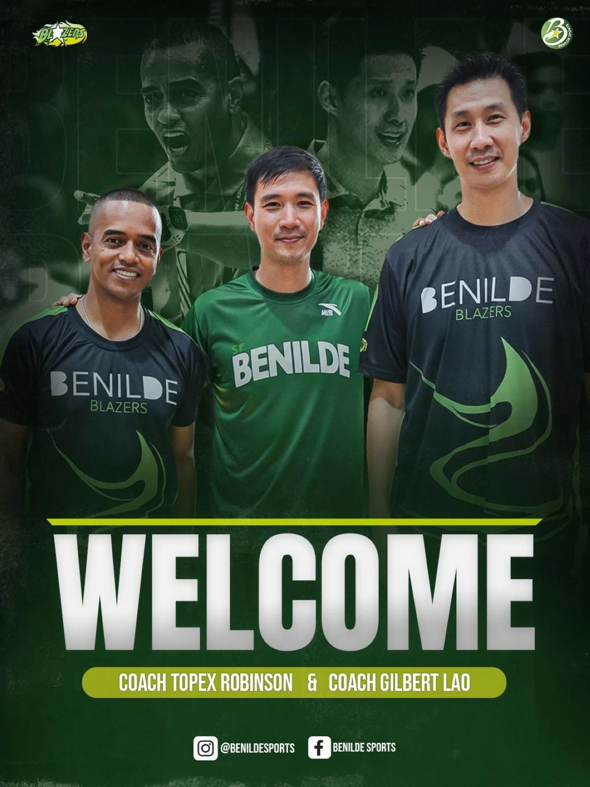 Topex Robinson, left, joins the College of St. Benilde Blazers as team consultant. (Benilde Sports)