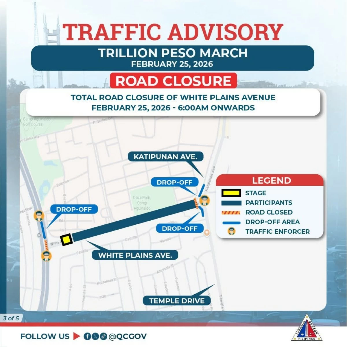 Road closure (Photo from QC LGU)