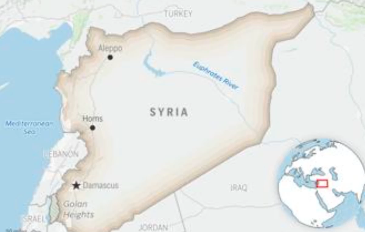 This is a locator map for Syria with its capital, Damascus. (AP Photo)