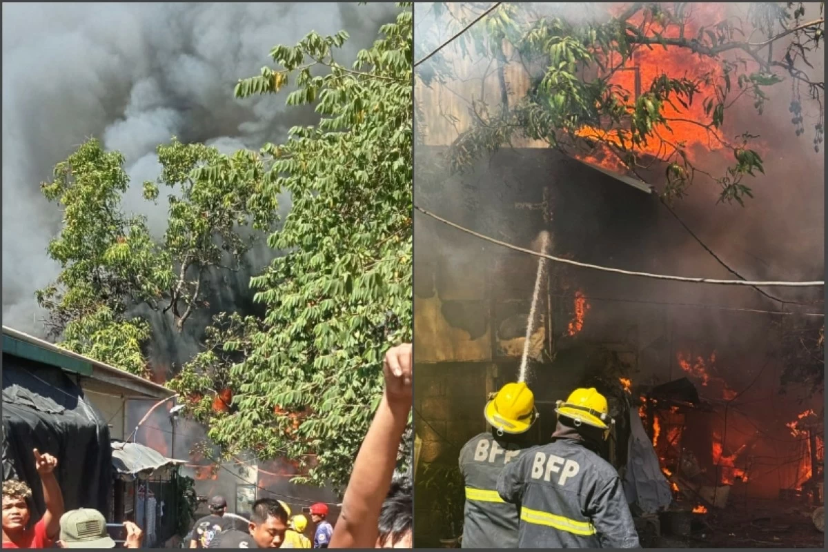 The fire in Patdu Compound, Barangay Putatan, Muntinlupa on Feb. 22 (Photos from Muntinlupa City Department of Disaster Resilience and Management, Muntinlupa City Fire Station)