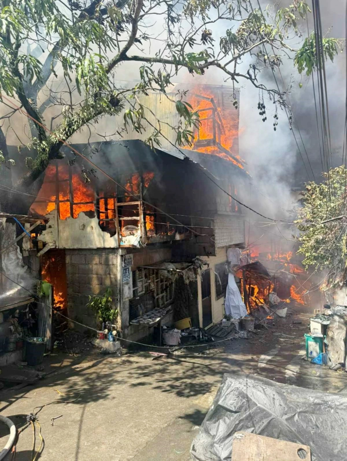 The fire in Patdu Compound, Barangay Putatan, Muntinlupa on Feb. 22 (Photo from the Muntinlupa City Fire Station)