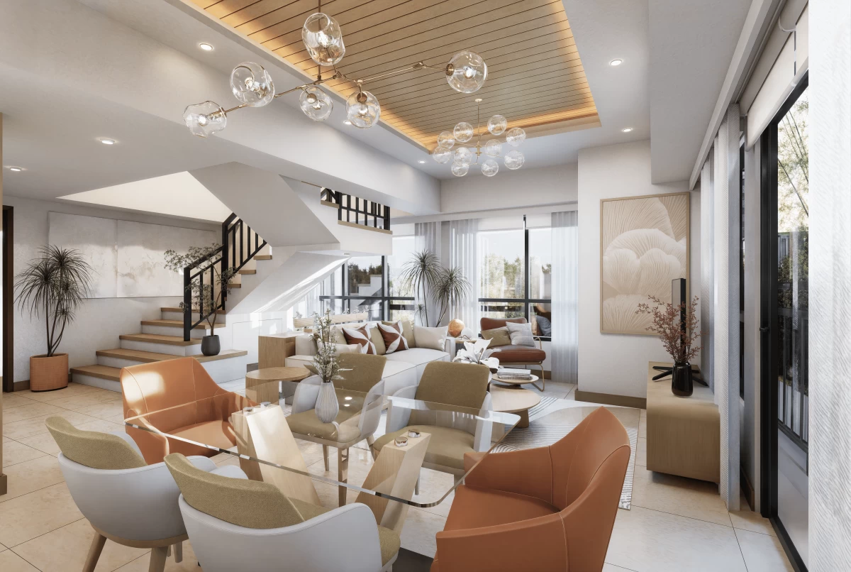 Two-bedroom bi-level unit, up to 146 square meters (Artist's perspective)