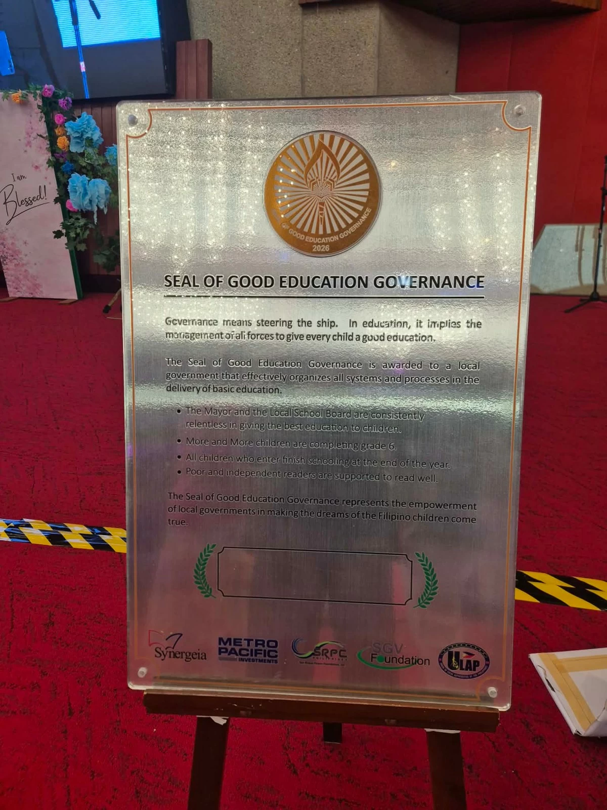 Seal of Good Governance (Photo from Navotas PIO)