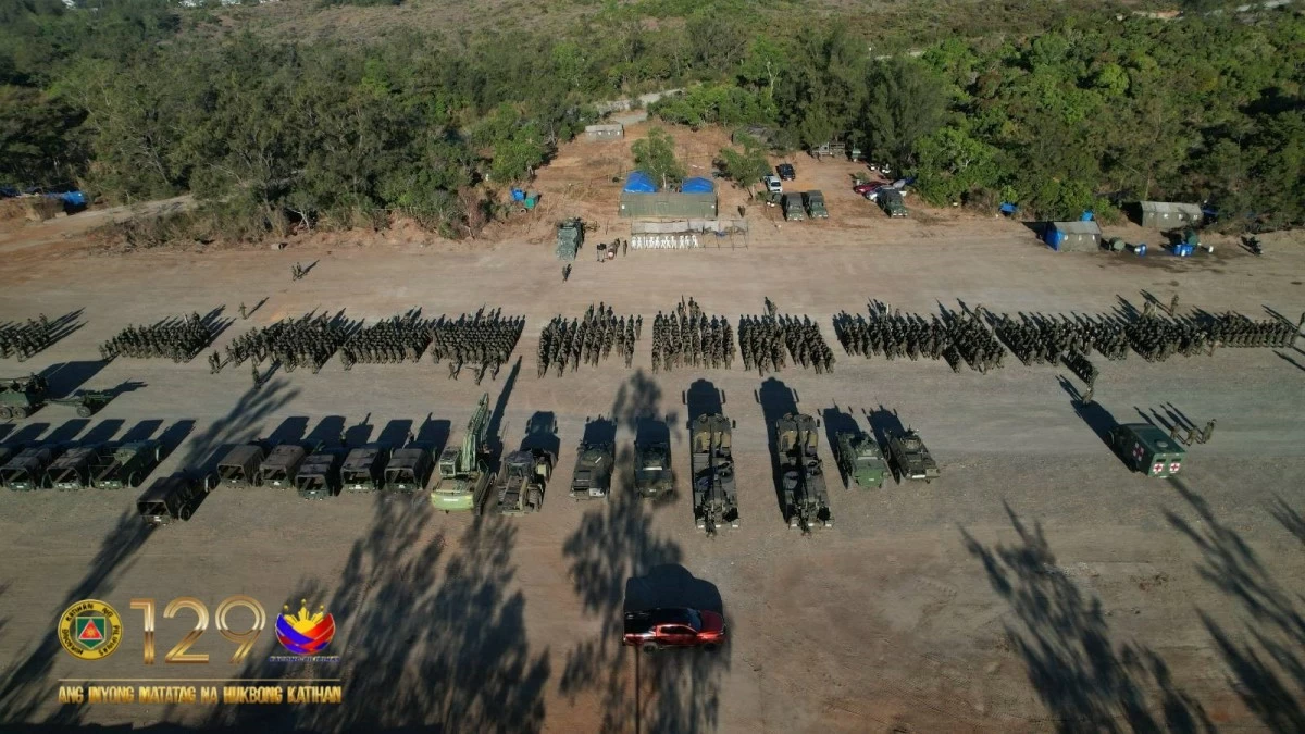Training units gather for the opening ceremony of the third iteration of the large-scale Combined Arms Training Exercise (CATEX) “Katihan” 2026 at the Paredes Air Station in Pasuquin, Ilocos Norte on February 23, 2026.⁩ (Photo: Philippine Army)