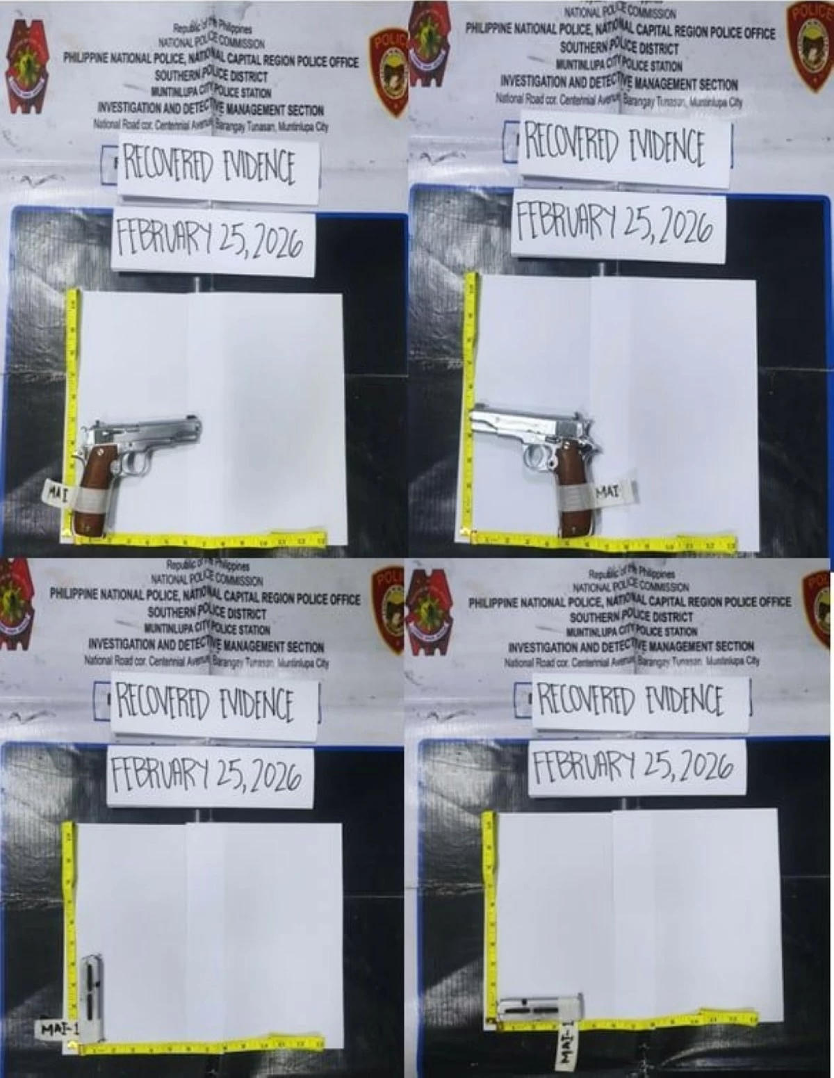 The confiscated firearm and ammunition in Muntinlupa (Photos from Muntinlupa police / SPD)