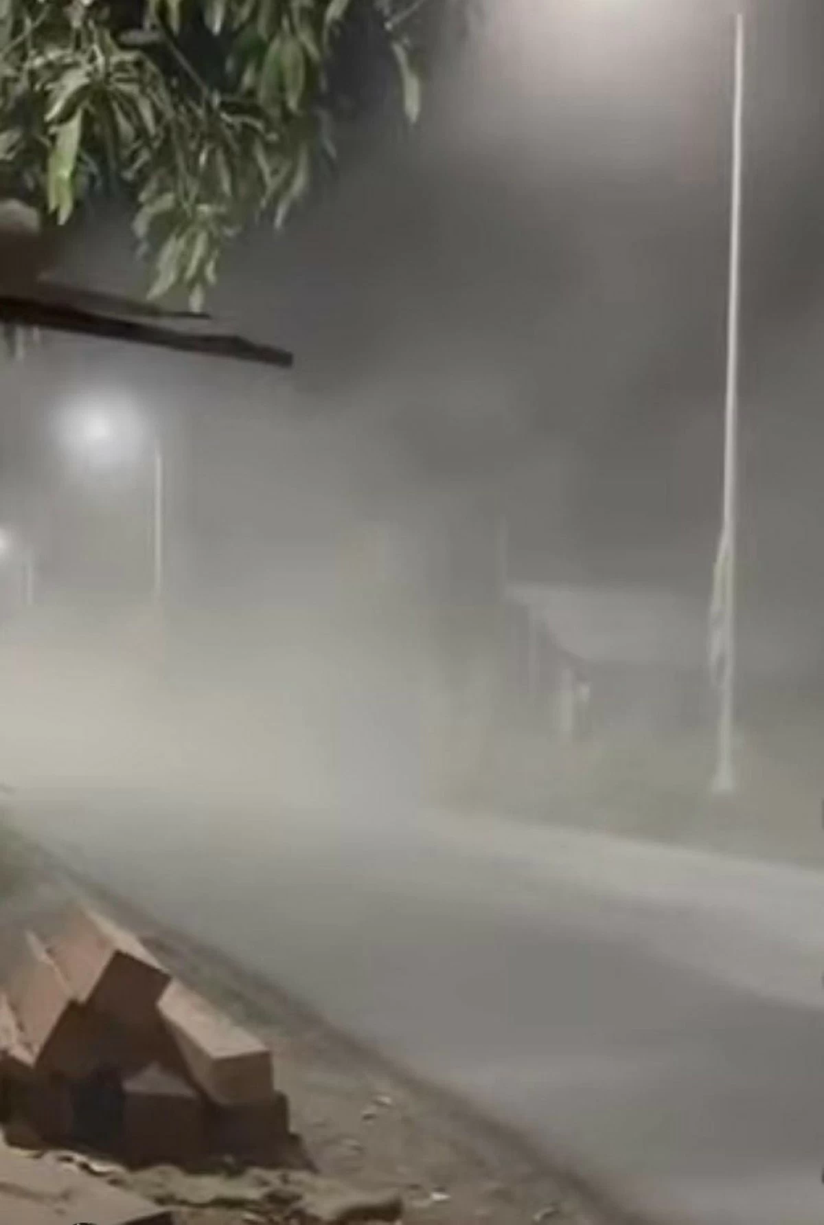 
ASHFALL blankets Barangay San Jose, Binalbagan, Negros Occidental following the explosive eruption of Kanlaon Volcano on Thursday night, Feb. 26. (Screengrab from Carlo Gequillana video via LDRRMO Binalbagan)
