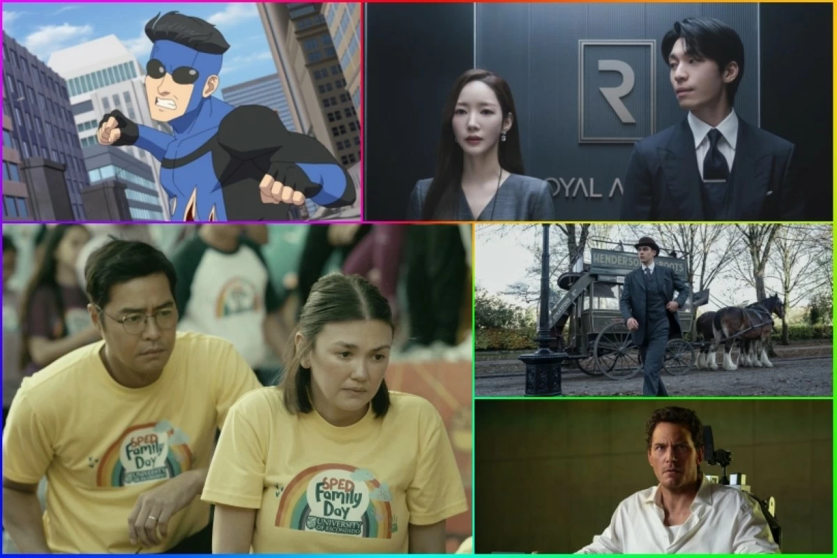 (Clockwise from top left) "Invincible" season 4, "Siren's Kiss," "Young Sherlock," "Mercy" and "The Silent Noise" (Prime Video) 