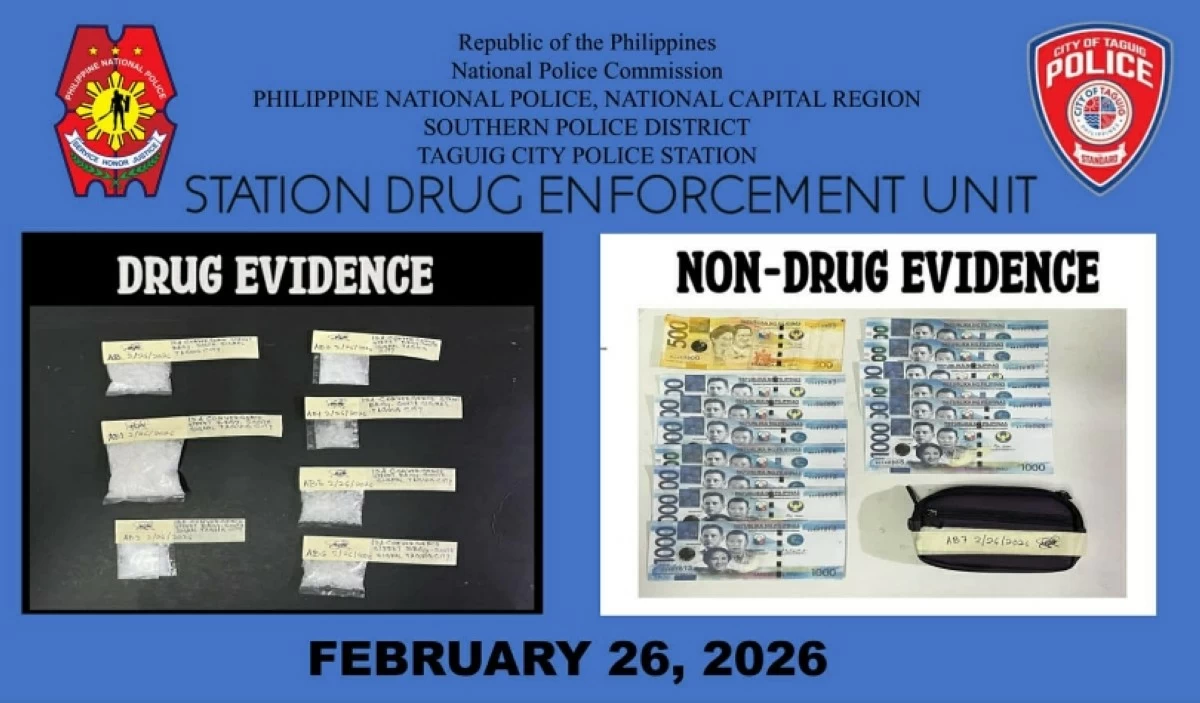 The  confiscated shabu and money in Taguig (Photo from Taguig police / SPD) 