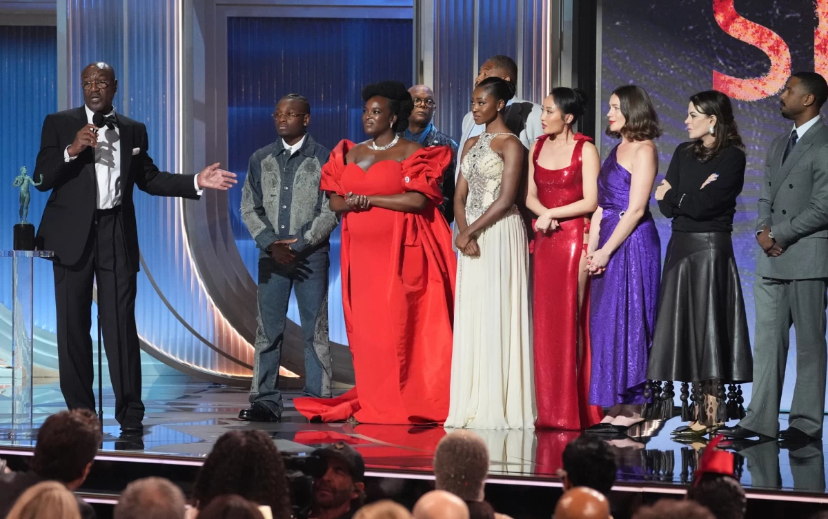 The cast of 'Sinners' wins the Best Ensemble Award at the 2026 Actors Award (AP)