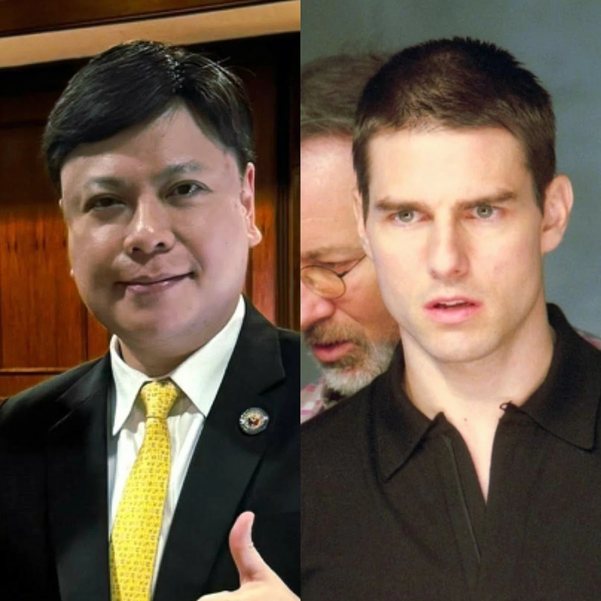 SAGIP Party-list Rep. Paolo Marcoleta (left), Tom Cruise in Minority Report (Facebook, Imdb.com)
