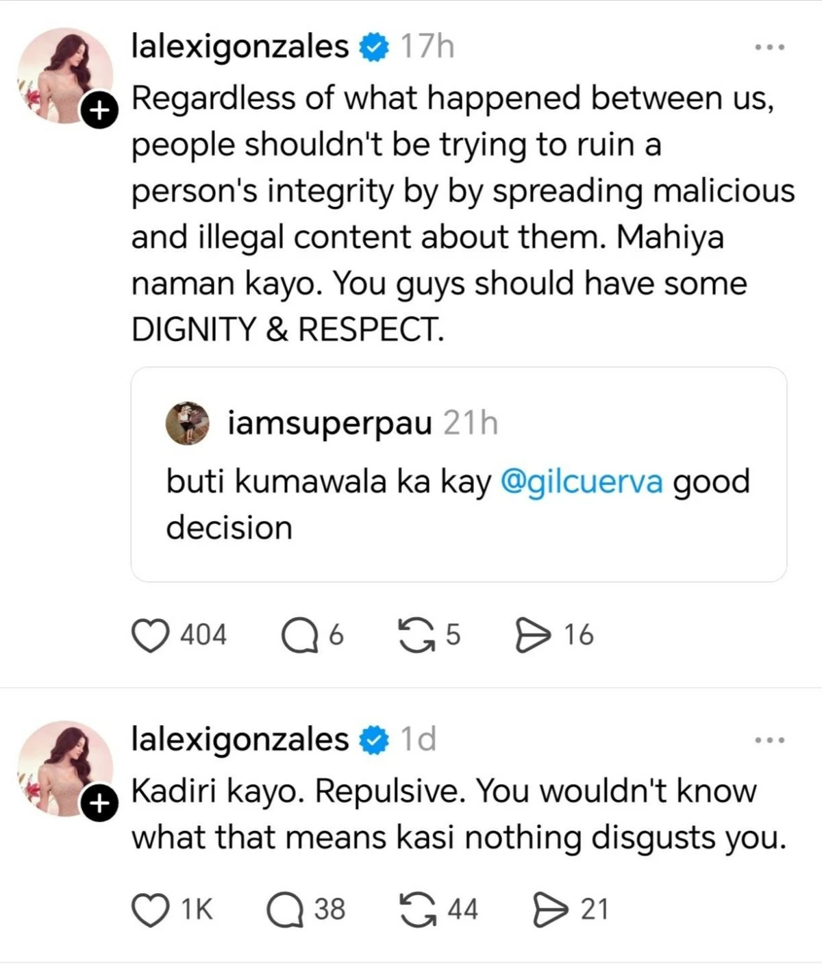 Screenshots from Threads