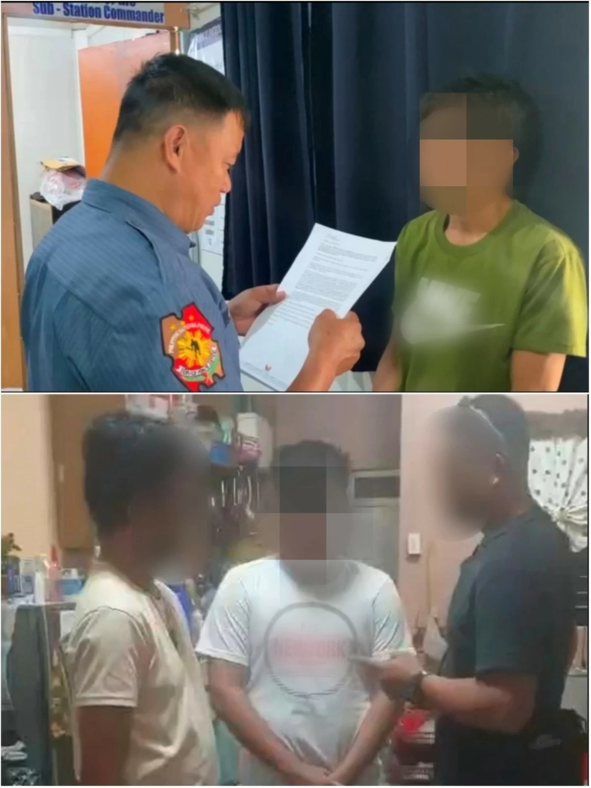 The police with the two arrested men (Photos from Taguig police / SPD) 