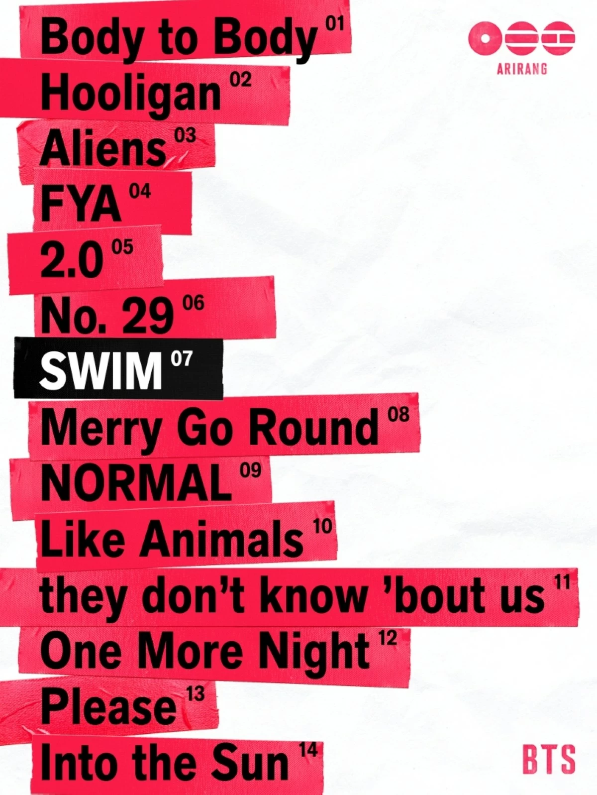 The tracklist for BTS' 