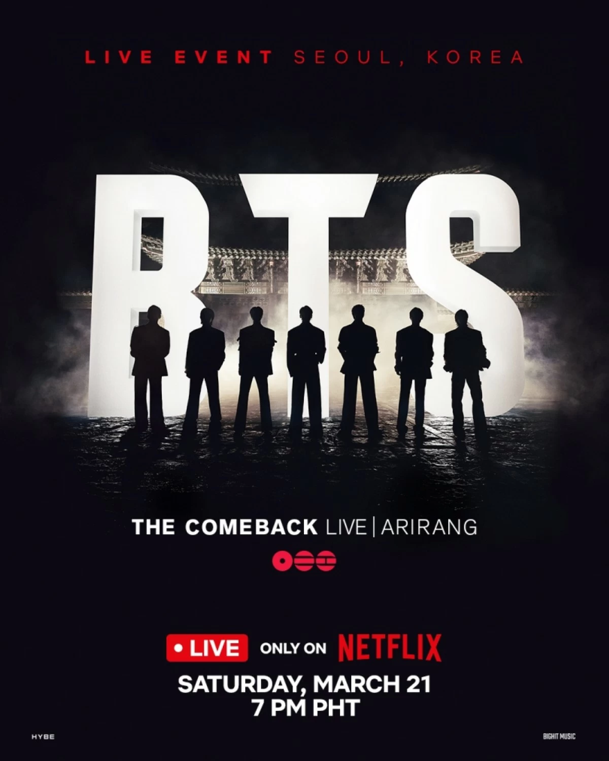 The poster for the “BTS The Comeback Live I Arirang” (Netflix) 