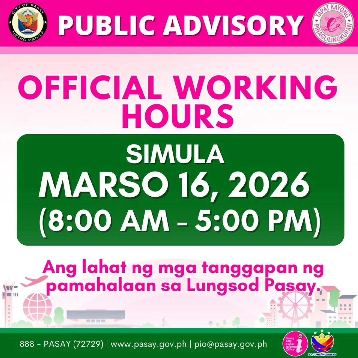 Advisory issued by Pasay Human Resource Management and Development Office (Photo courtesy of Pasay PIO) 