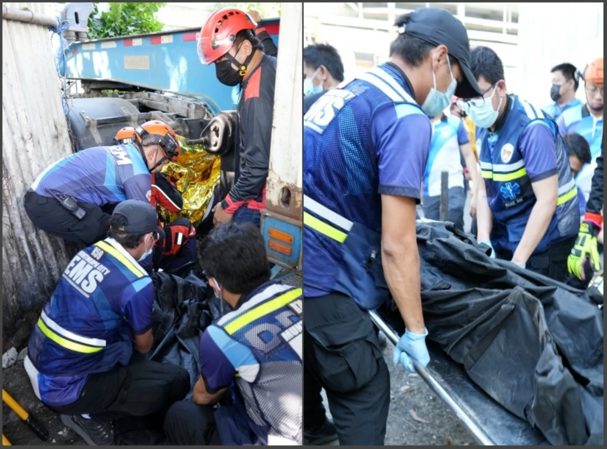 Personnel from the Muntinlupa City Disaster Reduction and Management Office at the accident area in Sucat, Muntinlupa (Photo from the Muntinlupa City Disaster Reduction and Management Office)  