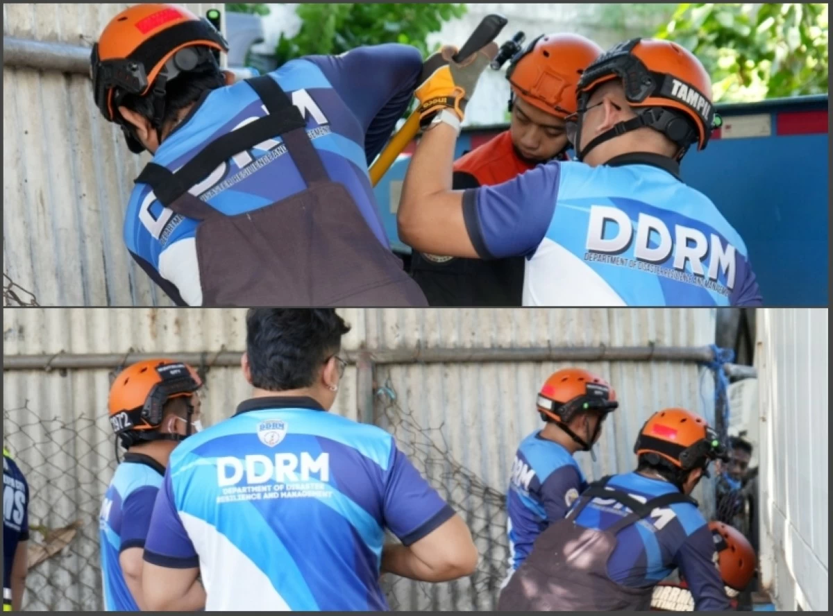 Personnel from the Muntinlupa City Disaster Reduction and Management Office at the accident area in Sucat, Muntinlupa (Photo from the Muntinlupa City Disaster Reduction and Management Office)  