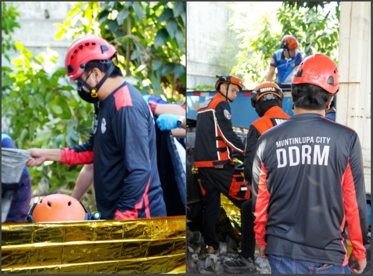 Personnel from the Muntinlupa City Disaster Reduction and Management Office at the accident area in Sucat, Muntinlupa (Photo from the Muntinlupa City Disaster Reduction and Management Office)  