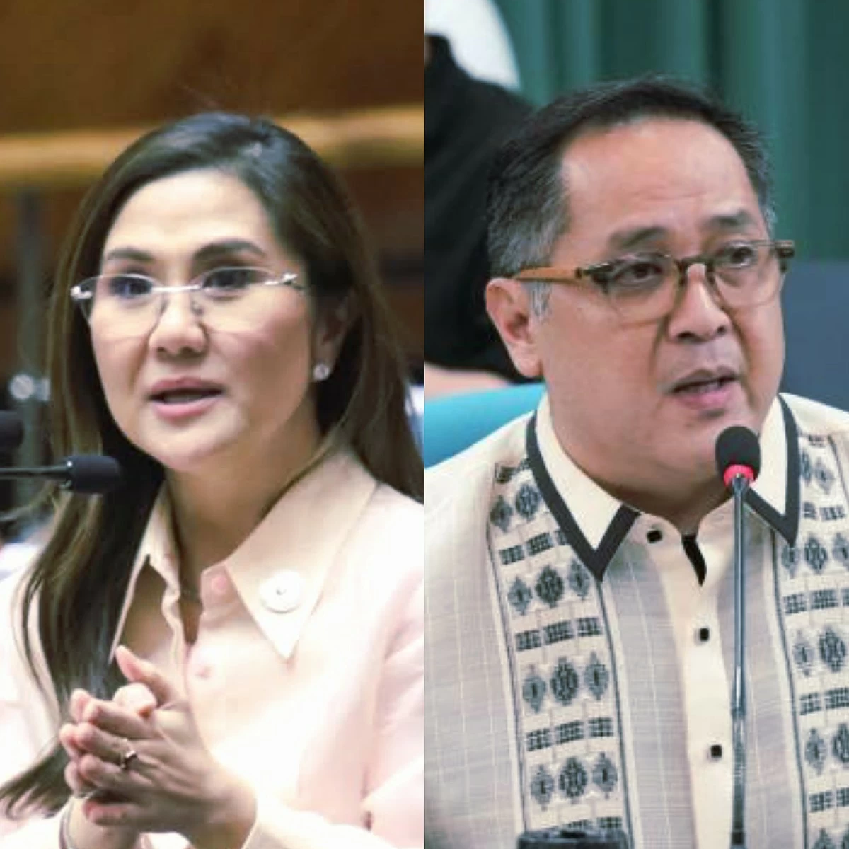Former Bagong Henerasyon (BH) Party-list Rep. Bernadette Herrera (left), Quezon City 4th district Rep. Jesus "Bong" Suntay (Facebook, PPAB)