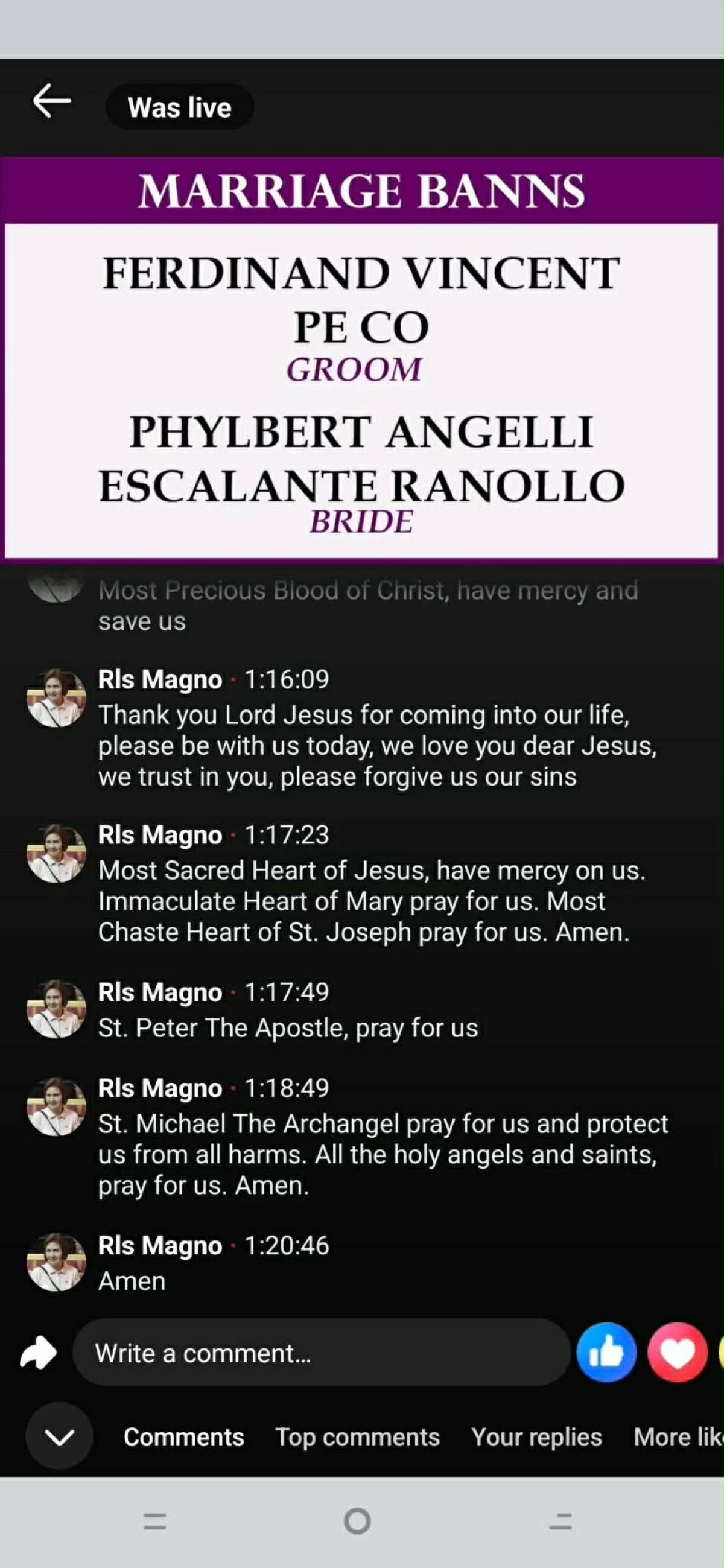 A screenshot of Bea Alonzo and Vincent Co's marriage banns