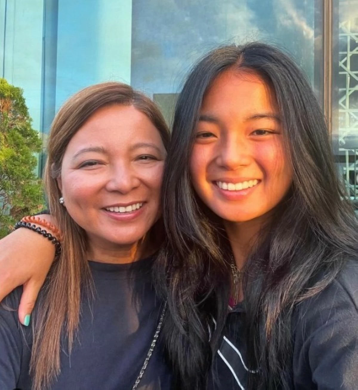 Filipina tennis ace Alex Eala, right, and her mother Rizza Maniego-Eala, a former national swimming team member.